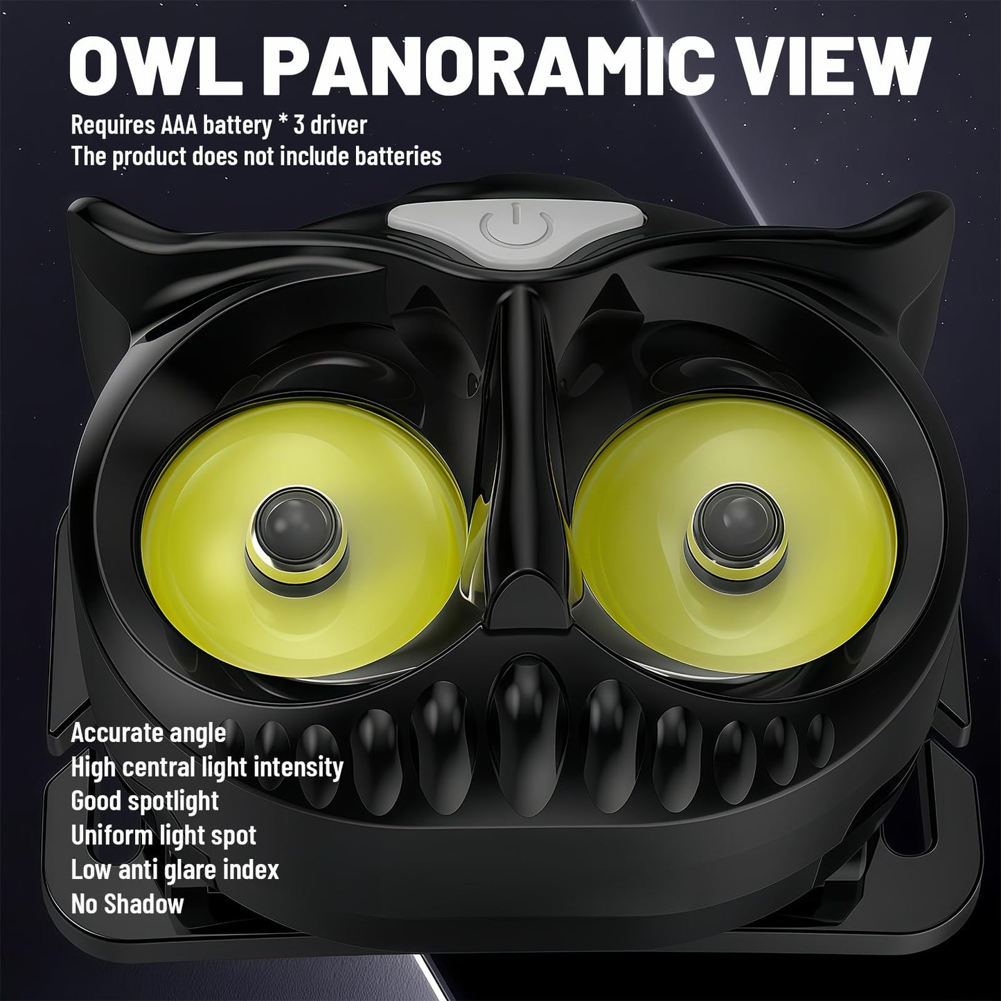 Kpkjoo  Owl Headlamp Ultra-Bright Compact And Lightweight  Three-Gear Lighting Mode  Available For Hiking  Camping  Night Riding And Patrolling