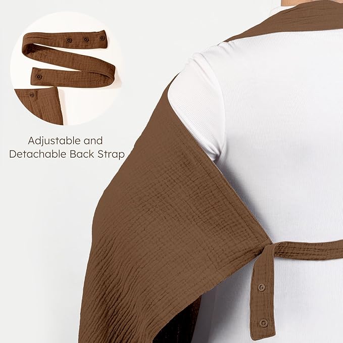 Yoofoss 2 Pack Muslin Nursing Cover for Breastfeeding, 100% Cotton Breastfeeding Cover with Arch Neckline, Soft Breathable Privacy Nursing Covers for Women, Multi-use Breastfeeding Essentials