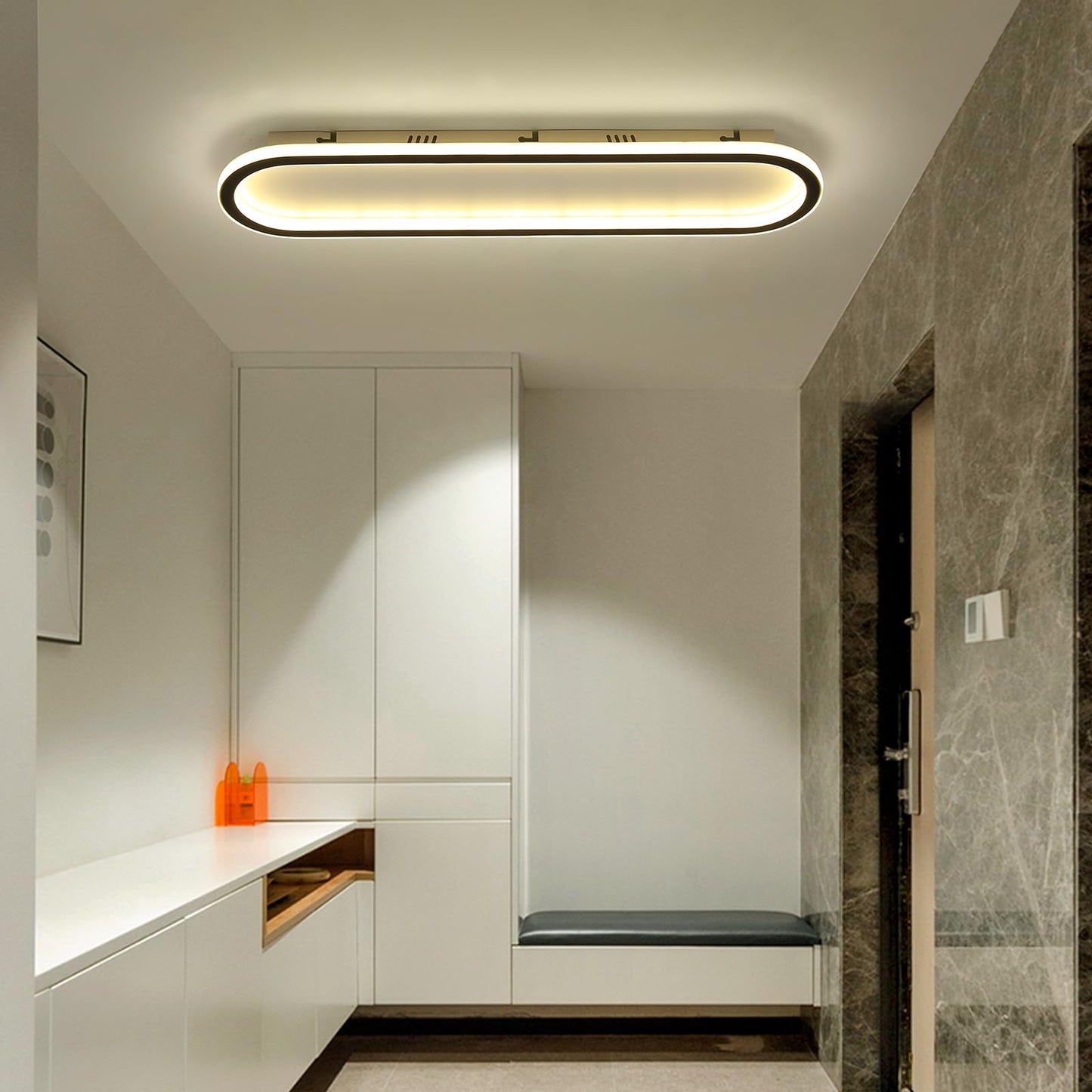 Matven 39in Flush Mount Ceiling Light Fixture, Dimmable LED, Remote Control, Acrylic, White, Modern Design for Bedroom/Balcony/Dressing Room