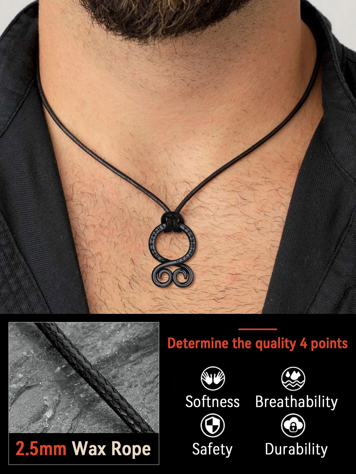 FaithHeart Swedish Folk Amulet Troll Cross Pendant Necklace for Male North Viking Neck Chains with Sturdy Wheat Chain Nordic Jew