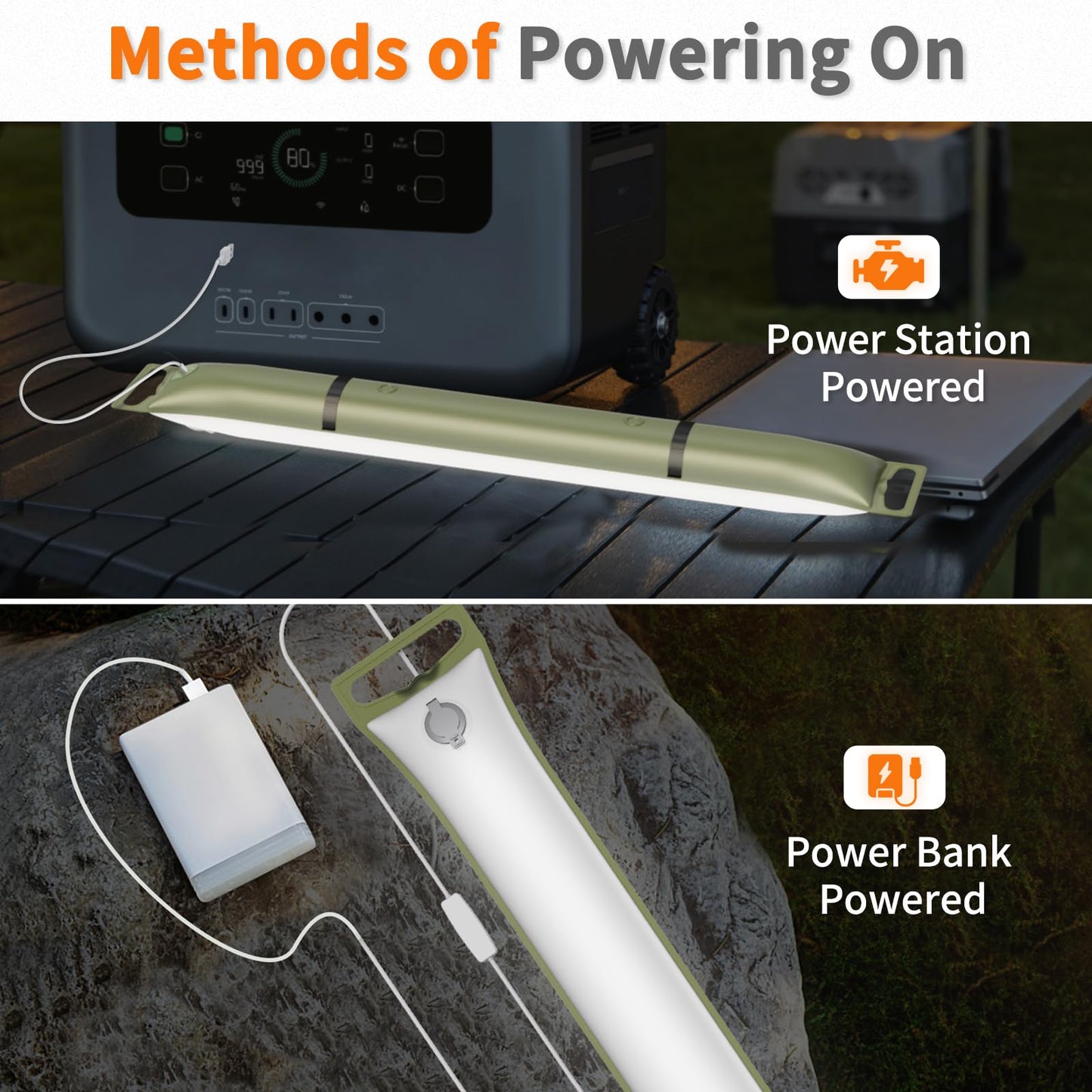 Ztarx Inflatable Camping Light  34 Expandable Tent Lantern  4 Lighting Modes  Ip66 Waterproof  Portable Plug-In Tube Light For Outdoor  Hiking  Emergencies