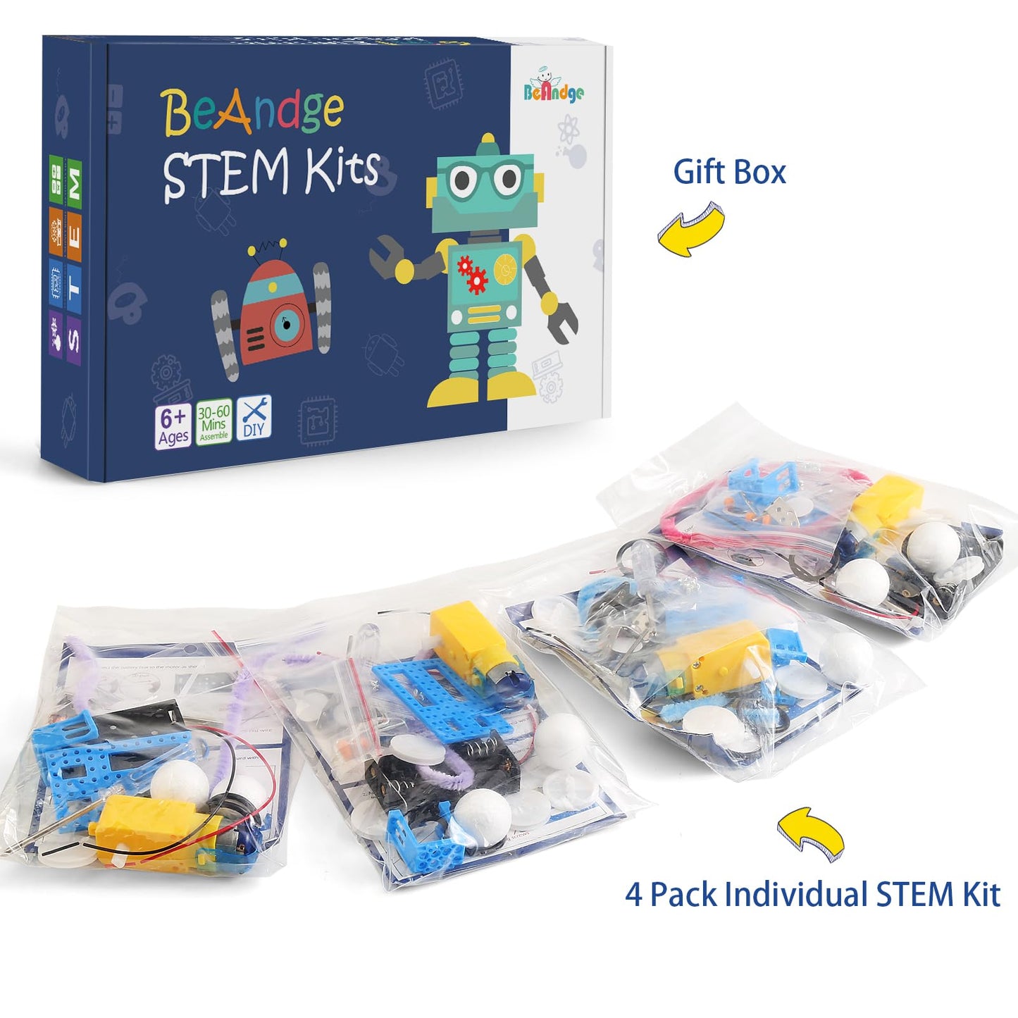 4 Set Bulk Robot Kits for Kids 6-8 8-12, STEM Crafts Robotics Science Projects STEM Toys for Boys Girls, Electronics Building Craft Kit Classroom Activities 1st 2nd 3rd Grade 6 7 8 9 10 11 12 Year Old