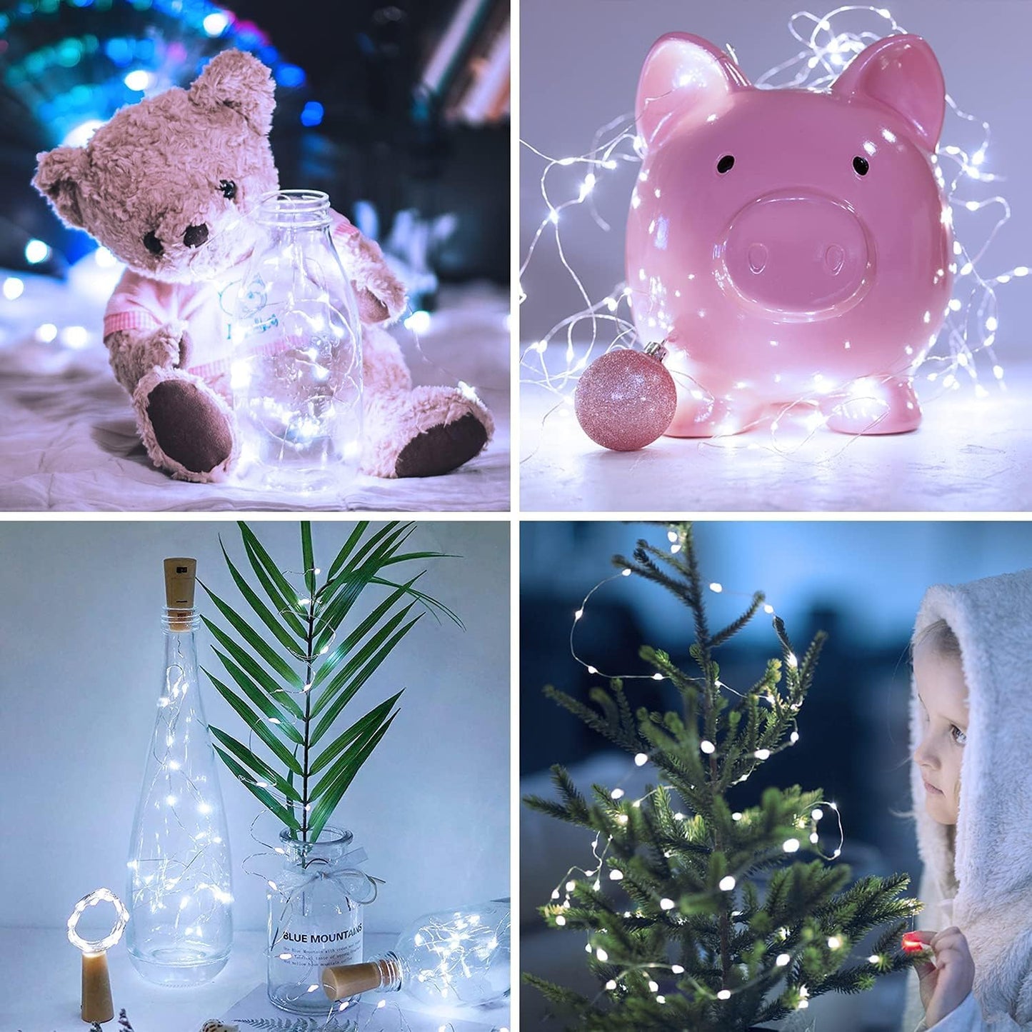 Jmexsuss 2 Pack 100 Led White Fairy Lights, 66Ft Battery Operated Twinkle Lights With Remote, 8 Modes For Indoor Outdoor Decor