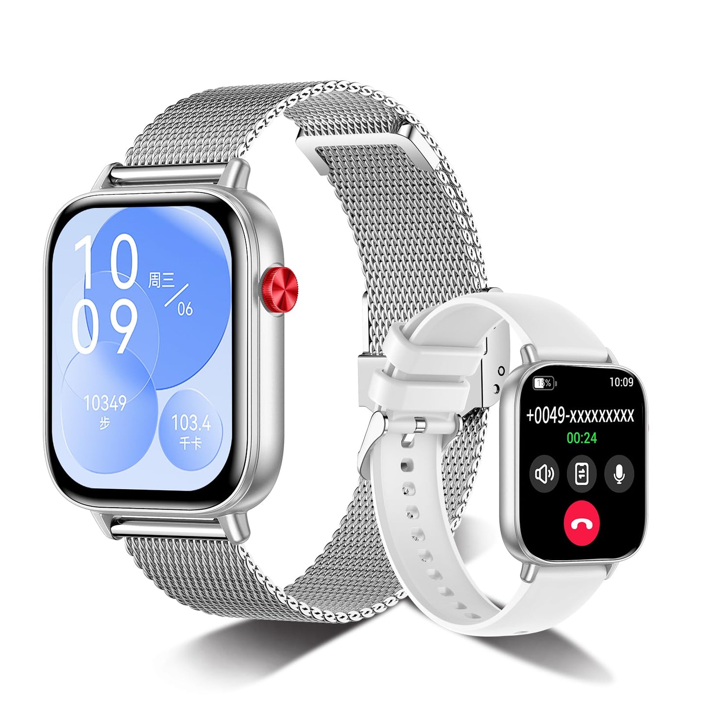 Kazunet Smart Watch for Women Men,1.83" HD Smartwatches (Answer/Make Call), IP68 Waterproof Activity Fitness Tracker, HR, Sleep Monitoring, Pedometer, Fitness Watch for Android iOS (Silver)