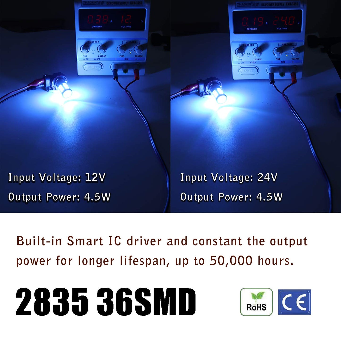 KISLED LED Fog Lights Bulbs, 3000lm, High Power 3030 Chips, H11/H8 Size, Ice Blue, Aluminum