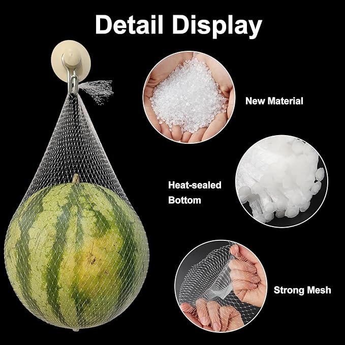 100Pcs Produce Mesh Bags,20 Inch Seafood Boil Bags Packing Supplies Net,Reusable Mesh Nylon Netting Bulk Storage Bag for vegetables Storage Fruits Seafood and Other Agricultural Products(White)
