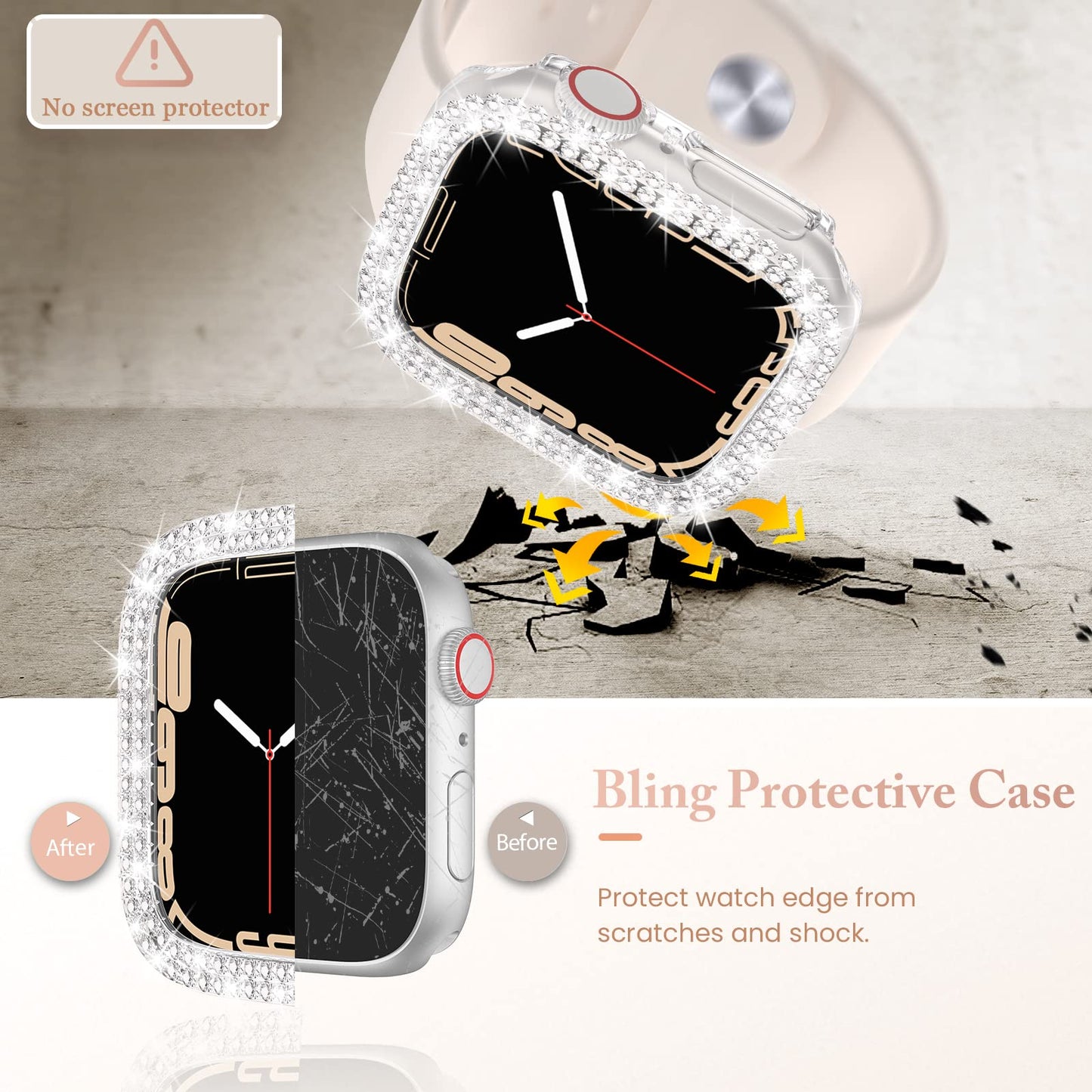 Goton 4-Pack Bling Case For Apple Watch Protector 40Mm Series 6/5/4, Se 3/2/1, Women Glitter Diamond Rhinestone Bumper For Iwatc