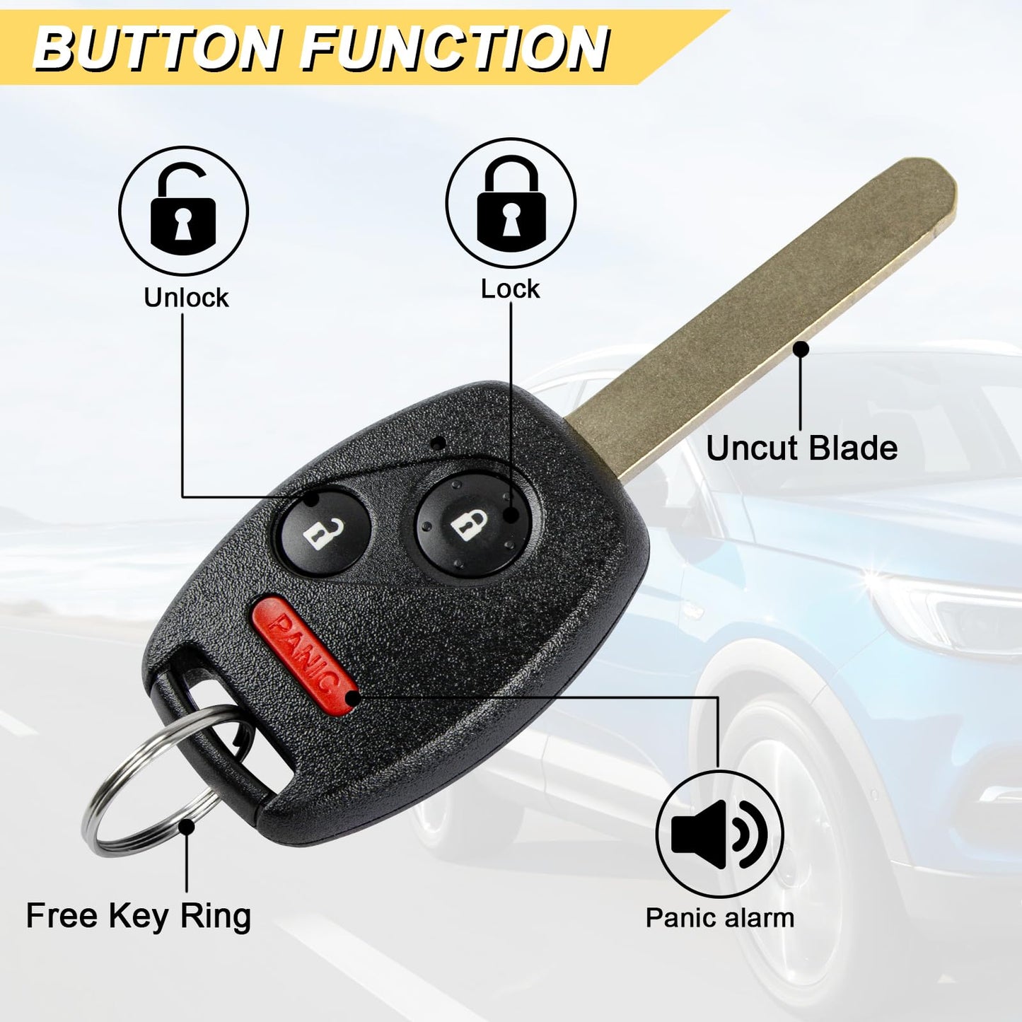 Vurkcy Key Fob Replacement For 2005 2006 2007 2008 Honda Pilot Car Keyless Entry Remote Control, Cwtwb1U545, 3 Buttons, 2Pcs