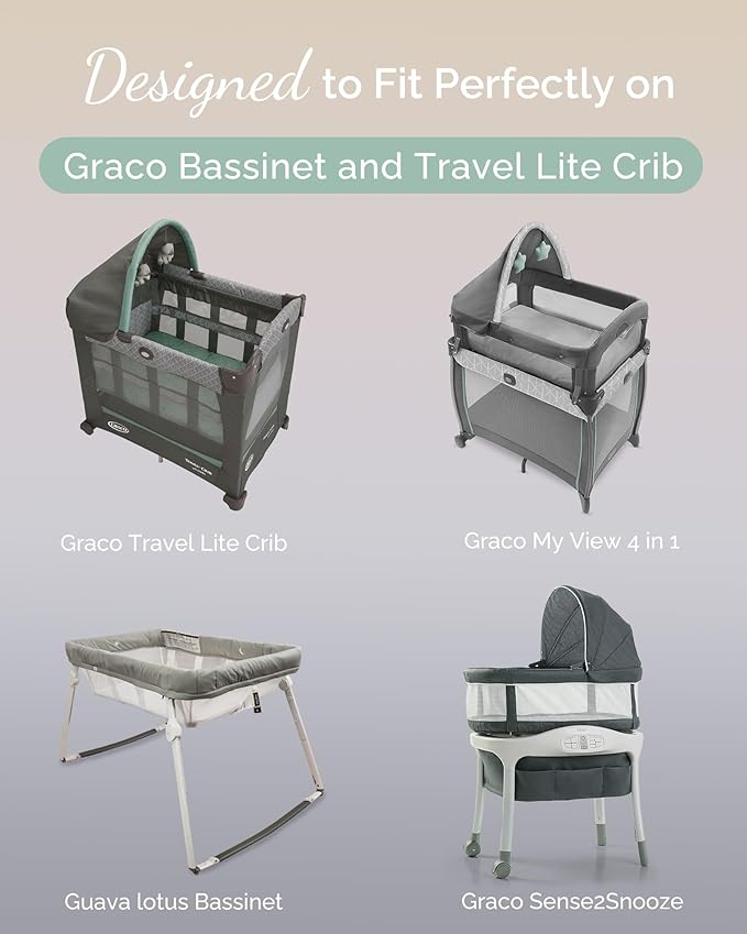 Bassinet Sheets 20x30 Inch for Graco Travel Lite Crib, Sense2Snooze, My View 4 in 1, Dream Suite and Guava Bassinet - Buttery Soft, Stretchy Sheets - Burnt Orange+Mustard Yellow+ Gray, 3 Pack