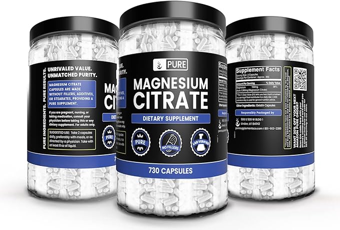 Pure Original Ingredients Magnesium Citrate (730 Capsules) No Magnesium Or Rice Fillers, Always Pure, Lab Verified