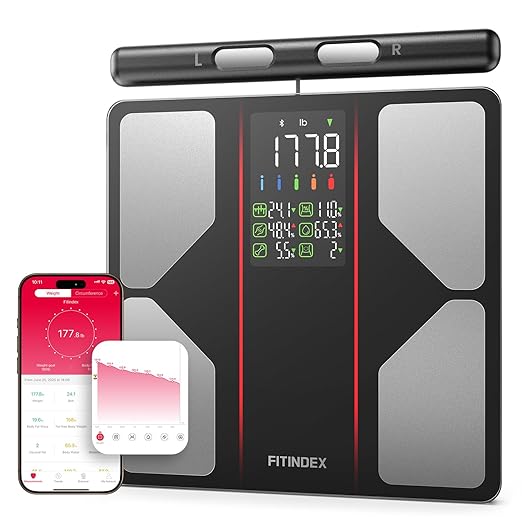 FITINDEX Smart Scale for Body Weight, Body Composition Analyzer with 8-Electrode Large Platform for Weight, BMI, Fat, Musc...