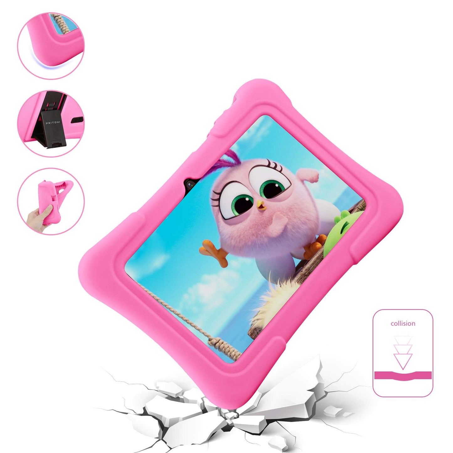 Pritom 7 Inch Kids Tablet, Quad Core Android 13, 32 Gb Rom, Wifi, Bluetooth, Dual Camera, Educationl, Games, Parental Control, K