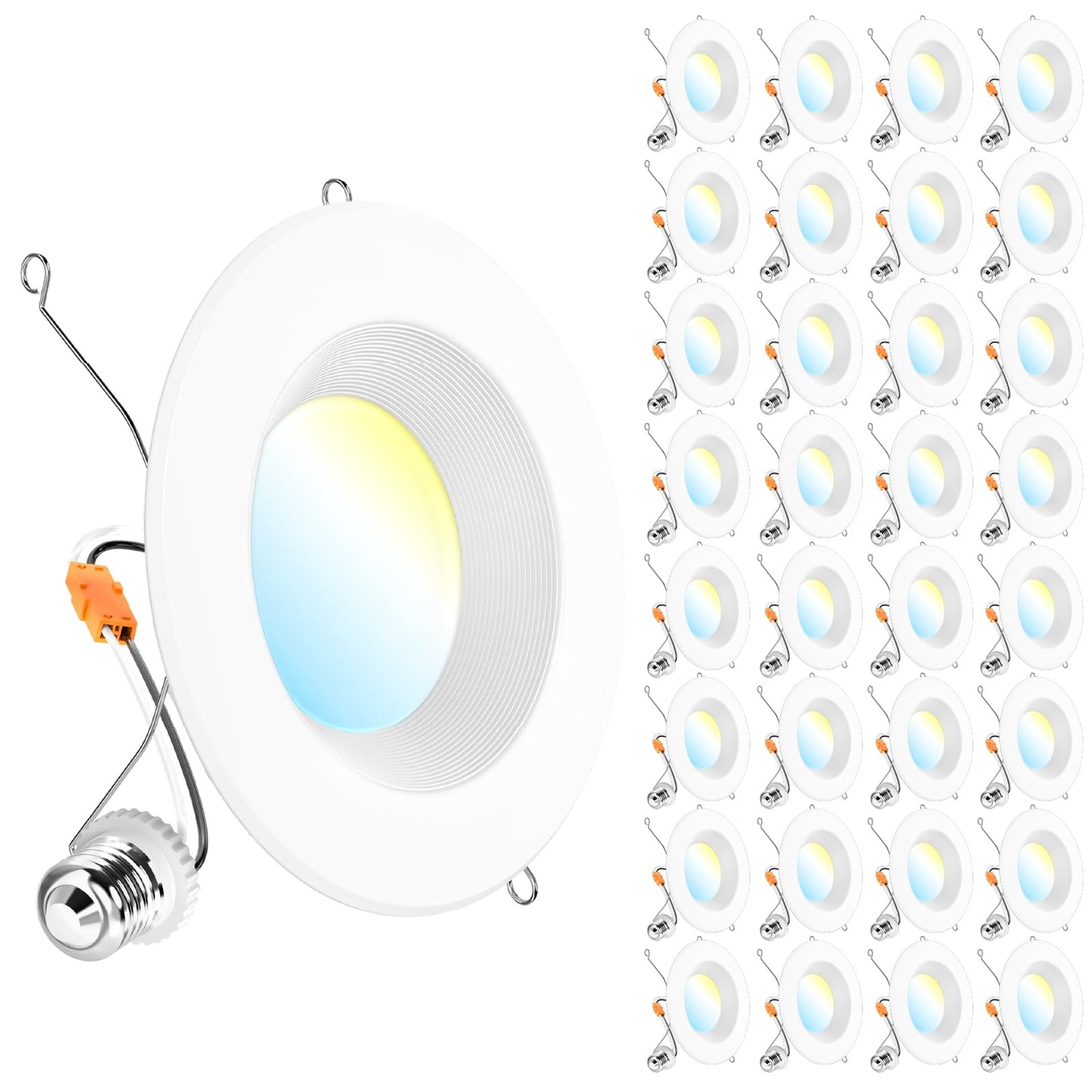 Sunco Lighting 32 Pack LED Recessed Light, 1050 LM, Dimmable, Damp Rated, 6 Inch, 5 CCT (2700K-5000K),