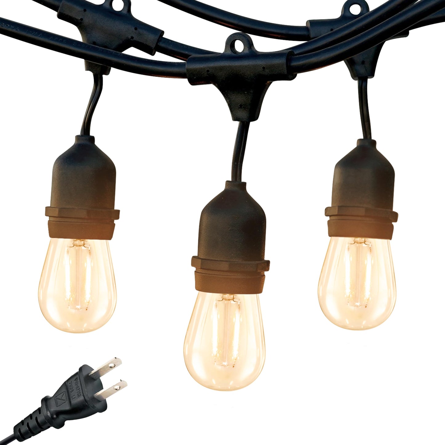 Brightech Ambience Pro LED Outdoor String Lights - 15 Dimmable Vintage Edison Bulbs - 48 FT - Warm White