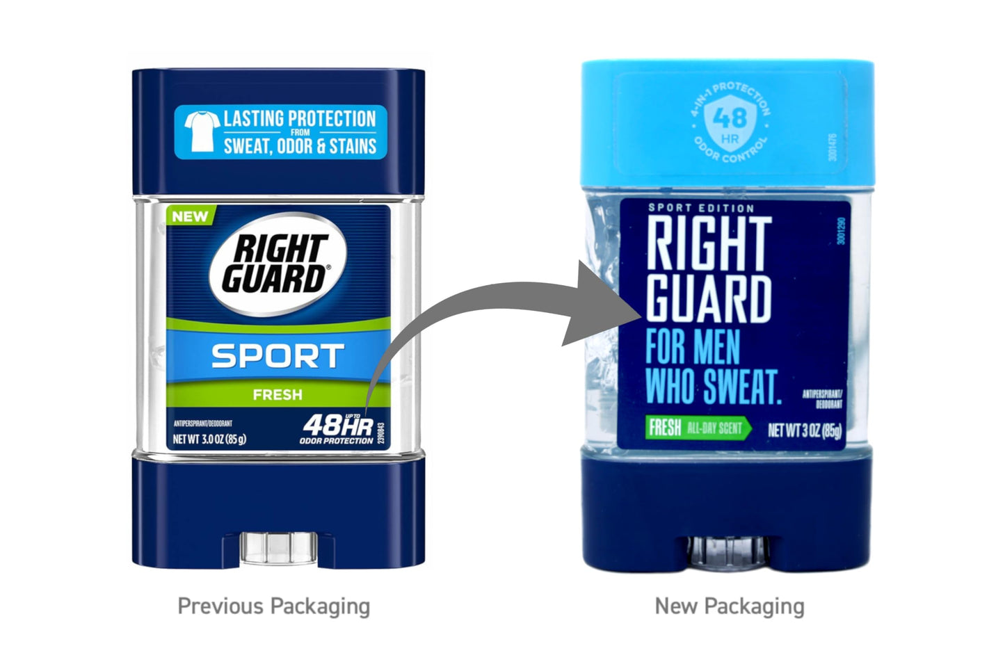 Right Guard Sport 3D Odor Defense, Anti-Perspirant Deodorant Clear Gel, Fresh 3 oz (Pack of 11)