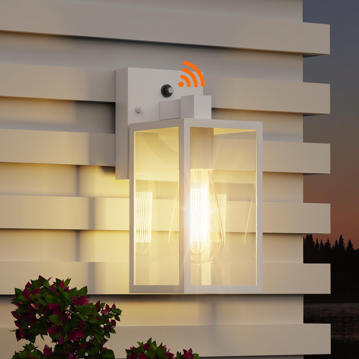 White Dusk To Dawn Exterior Lighting Fixtures Wall Mount  Outdoor Porch Lights For House  Sensor Wall Lights  Waterproof Wall Sconce Lamp  Wall Lantern  Anti Rust Coach Lights For  Doorway  Garage