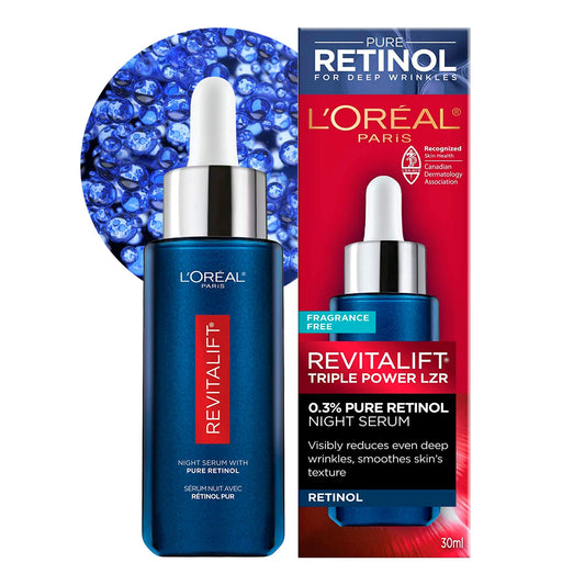 'L'Oreal Paris Revitalift Triple Power LZR Retinol Night Serum For Face, With 0.3% Pure Retinol, Moisturizes Skin and Eliminates