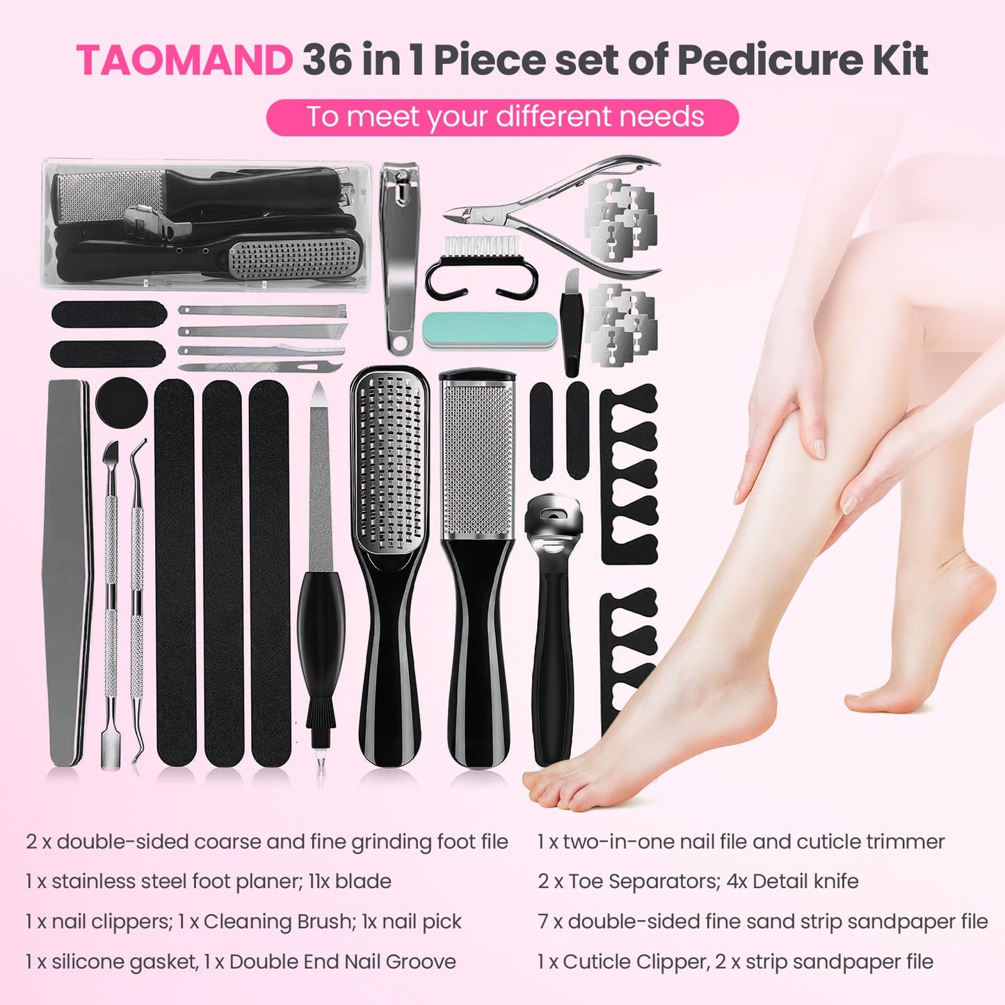 Electric Foot Callus Remover with 36 in 1 Pedicure Kit | Adjustable Speed | Mini Portable | 60 Pcs Sandpaper Discs | Professiona