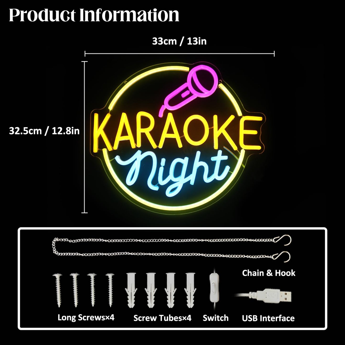 Cktbley Karaoke Night Neon Sign Music Room Decor Karaoke Bar Led Sign For Wall Decor Karaoke Live On Air Neon Lights Signs Bar Open Neon Wall Light For Music Studio Game Room Decor