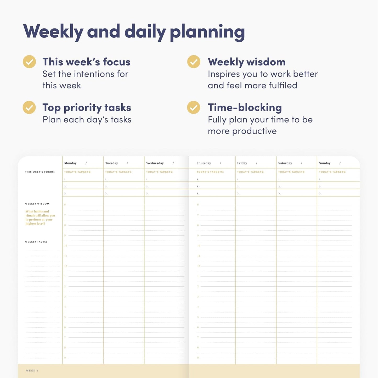 BestSelf Self Planner – 6-Month Undated Life Planner for Goal Setting, Time Management & Productivity – 7"x10" Mist Notebook