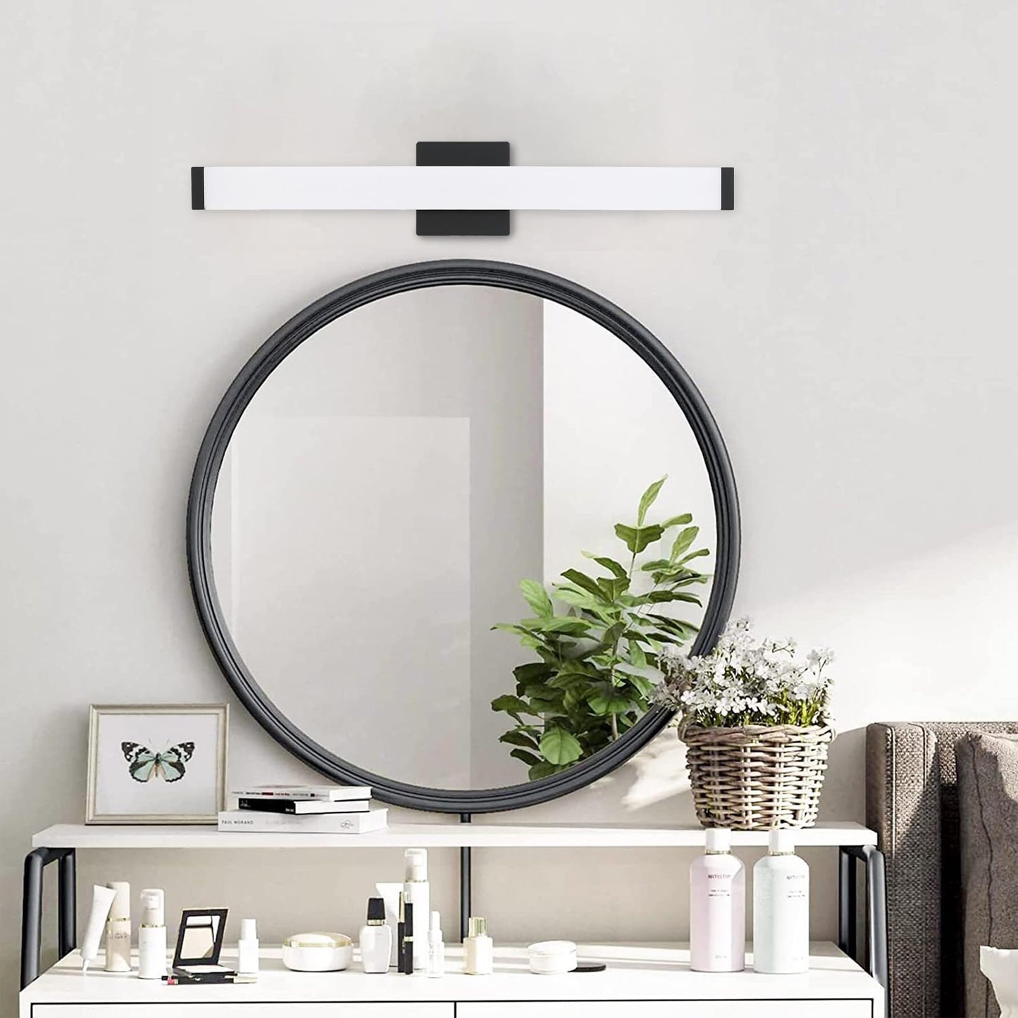 YHTlaeh Bathroom Vanity Light LED 24 inch 14W 4000K Matte Black Square Wall Fixture Model 7610