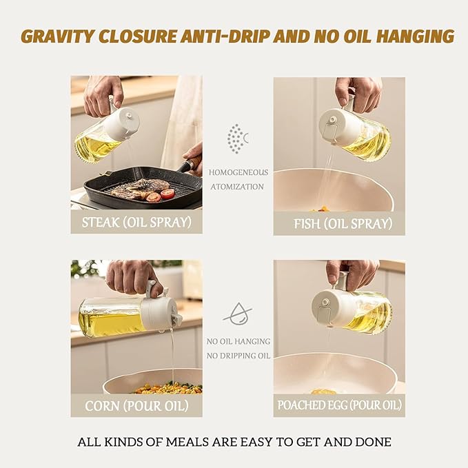 Maiden 2 In 1 Oil Dispenser - Spray & Pour Cooking Oil Sprayer, Perfect for Kitchen & Barbecues
