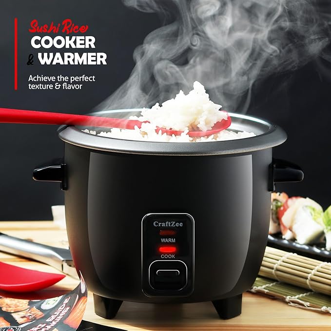 All-Inclusive 𝗣𝗥𝗘𝗠𝗜𝗨𝗠 Sushi Making Kit for Beginners & Professionals - Sushi Maker with Rice Cooker, Reusable Chopsticks, Bazooka, Sushi Roller, Book - Sushi Kit for Family BPA-Free