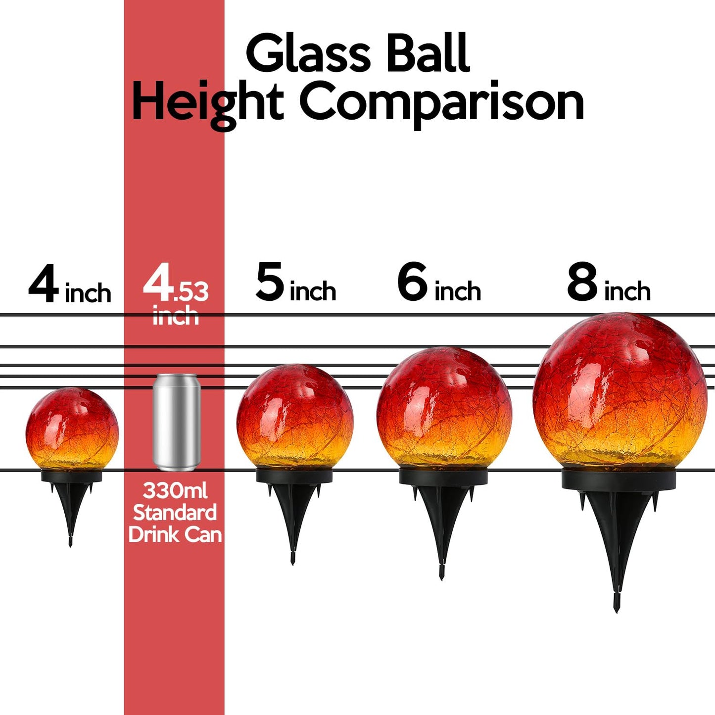 Outdoor Waterproof Solar Gradient Red Globe Lights  Led Solar Round Gazing Balls Ornaments For Lawn Garden Patio Table Art Decoration  Back Yard Landscape Illuminated  ed Glass Sphere Light Orbs