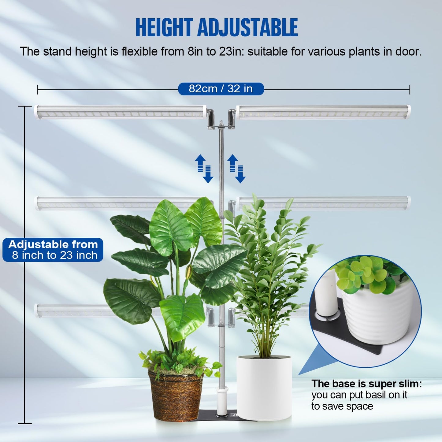 Jcbritw Standing Led Grow Light Adjustable Dual Head T12 Bar Plant Light  White 6500K Full Spectrum Plant Grow Lamp On Stand For Indoor Plants Seed Starting  Seedlings  Veg  Flower