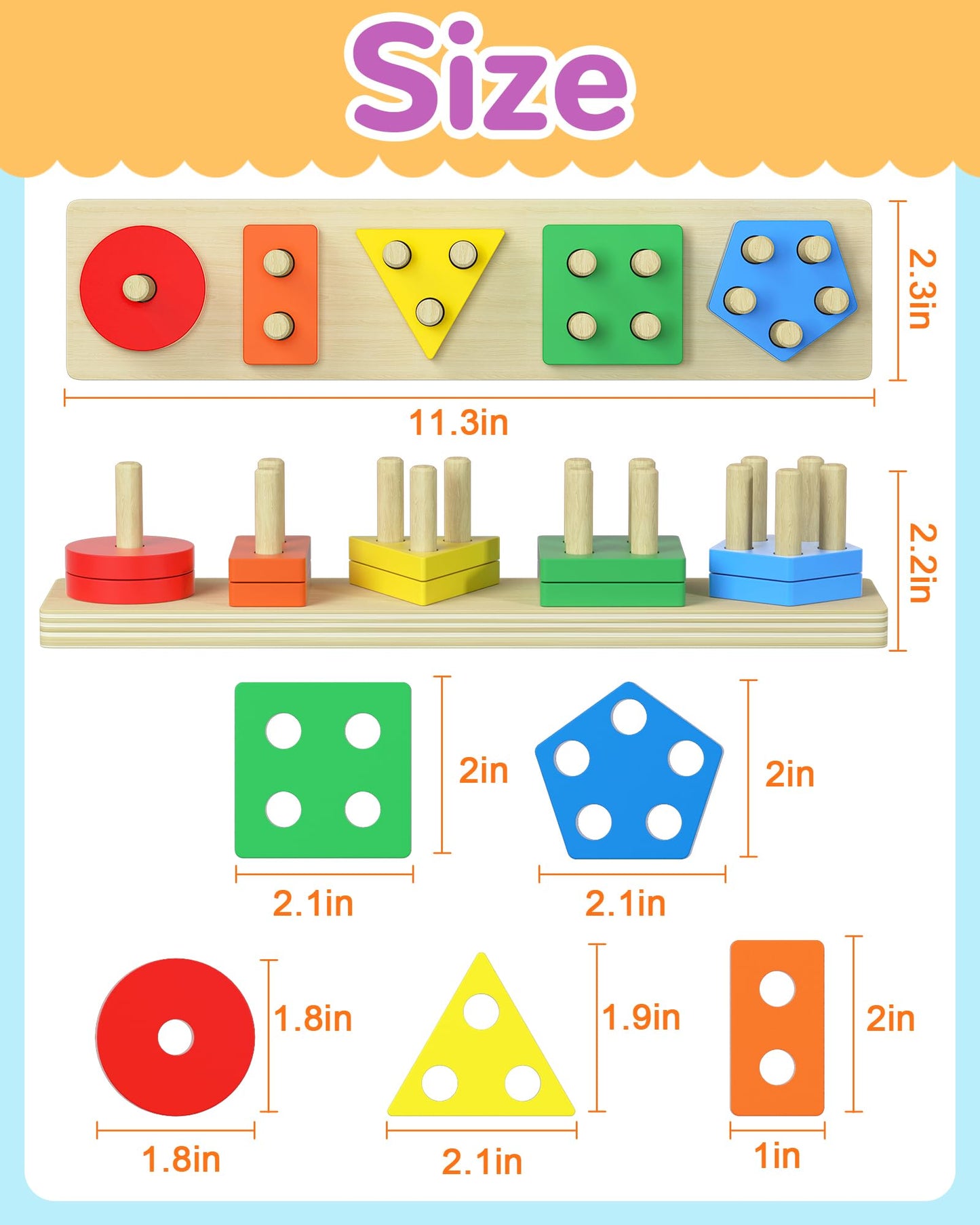 Montessori Toys for 1 2 3 Year Old Boy Girl, Toys for Ages 2-4 Toddlers Kids Baby, 1 2 Year Old Birthday Gifts, Wooden Learning Puzzles Shape Sorter Toy for Toddlers 1-3