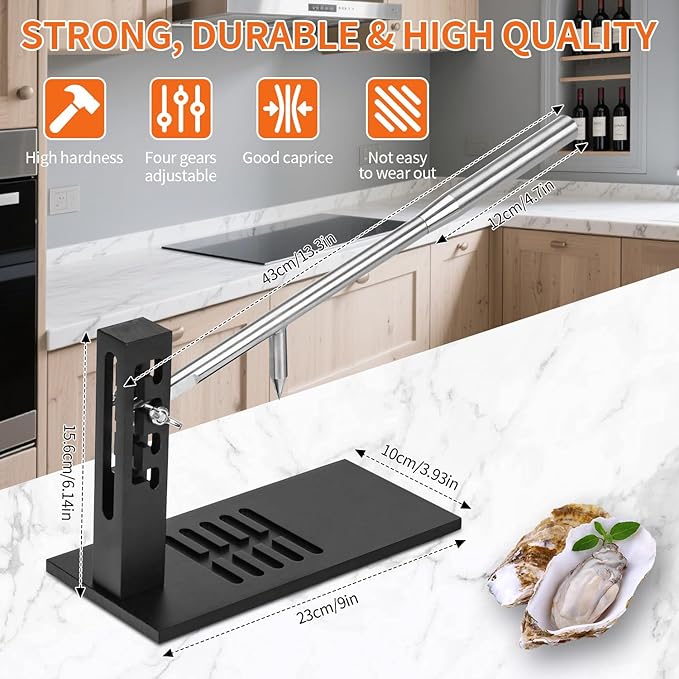 PMMJ Stainless Steel Oyster Clam Opener Machine,Oyster Shucker Tool,Adjustable Oyster Opener Tool,Including Knives, Gloves and G-Clip,Suitable for Seafood Tools for Hotel, Family and Buffet