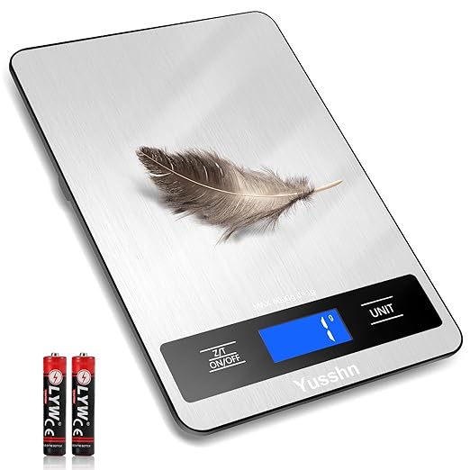 Food Scale, 11lb Kitchen Scale with 0.05oz/1g Precision, 6 Units Tare Function & LCD Display, Stainless Steel Digital Scal...