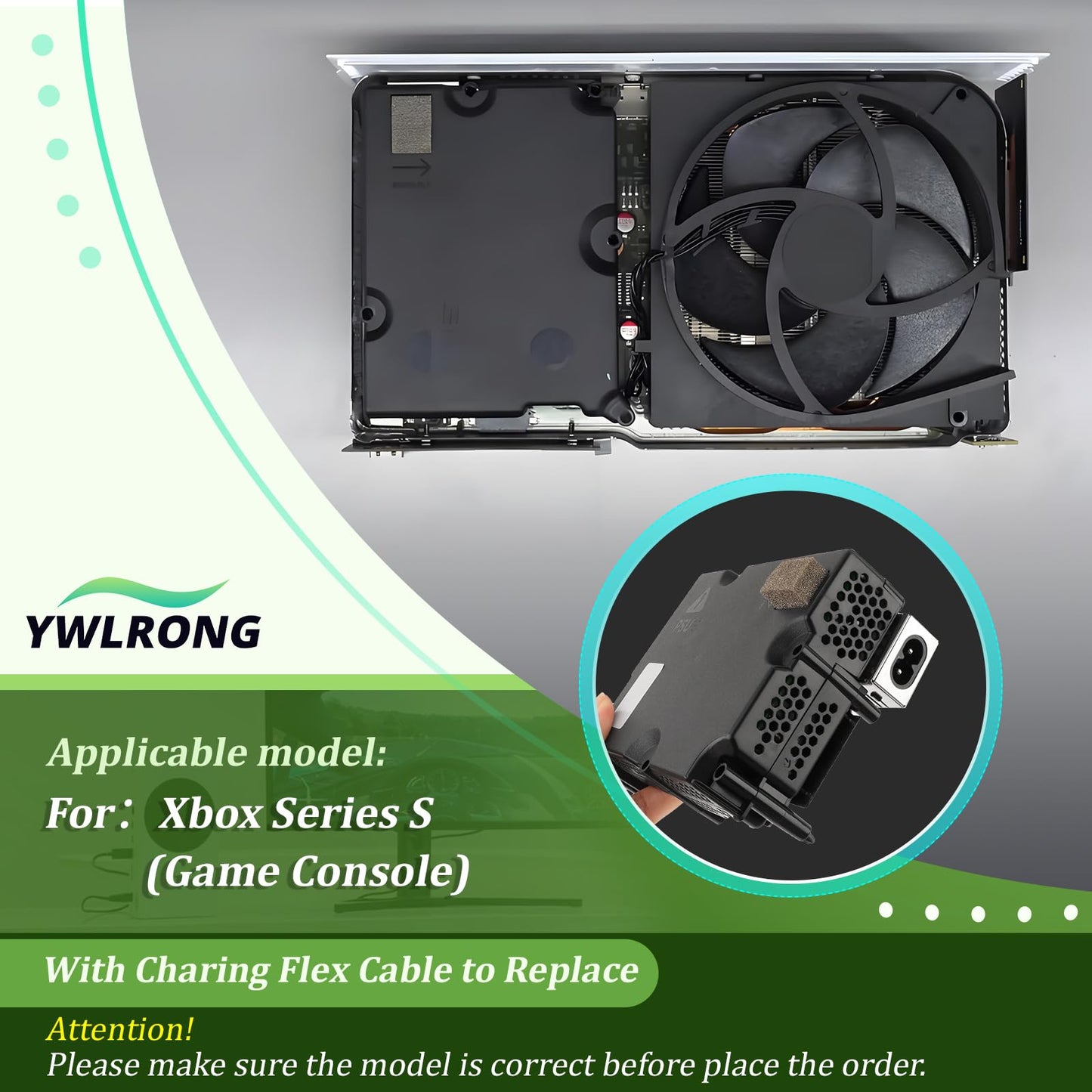for Xbox Series S Power Supply Replacement for Xbox Series S Internal Power Supply Source with AC Adapter Console Accessories Parts with Power Cable Fixing Repair Tools