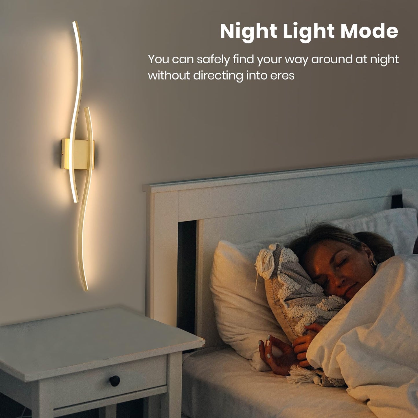 EIDEARAY Modern LED Wall Sconce Set of 2, Dimmable Gold Lighting, Hard Wired, Model WL-CTGD-D2