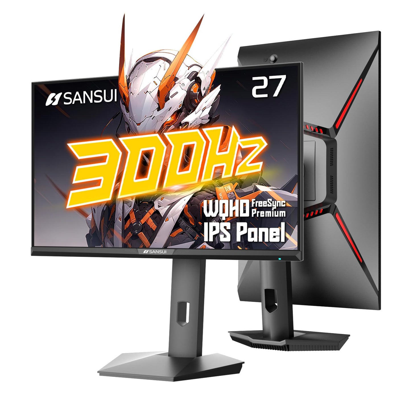 SANSUI 27 inch 1440p 300Hz 240Hz Gaming Monitor, WQHD Fast IPS 1ms Computer Monitor, FreeSync Premium | Brightness 400Nits | 130