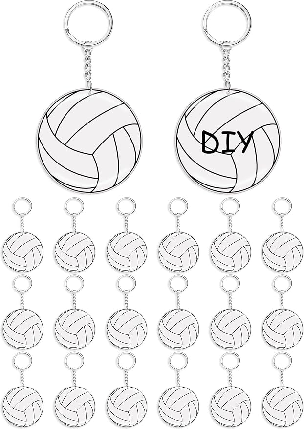 Taiyin 18 Pcs Large Size Volleyball Keychain Bulk DIY Sublimation Sports Charms Stuff Gifts Keychain for Team Party Favor...