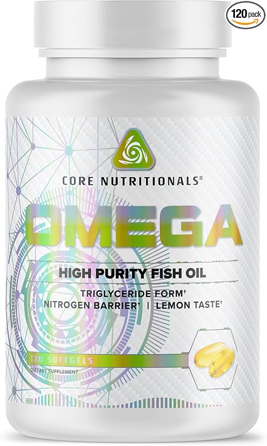 Core Nutritionals Platinum Omega High Purity Fish Oil containing 720mg of EPA, 480mg of DHA, Health Support, 120 Count