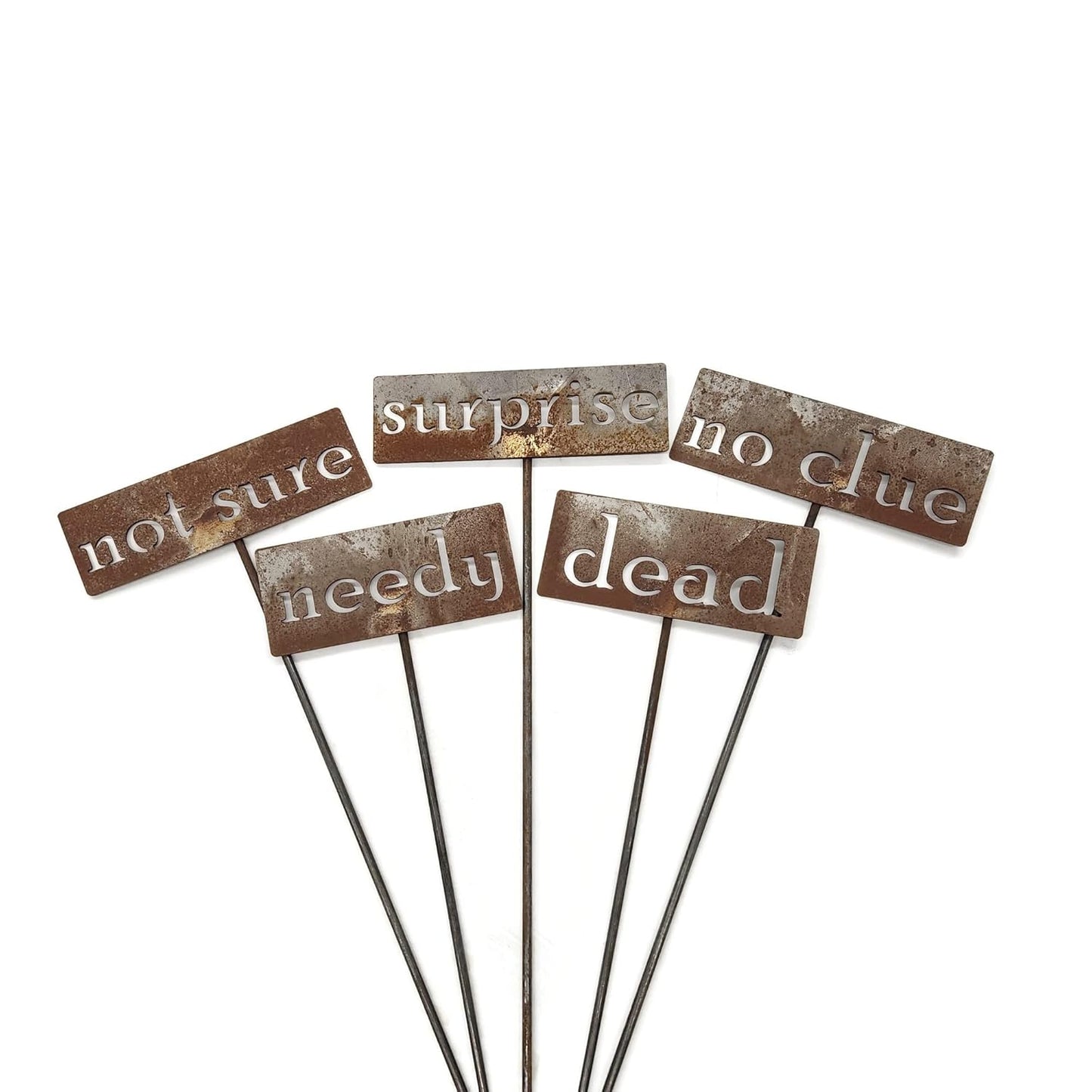 Classic Metal Garden Markers 19 Inches Tall (Bulk Discount Five Markers, Naturally Rusted)