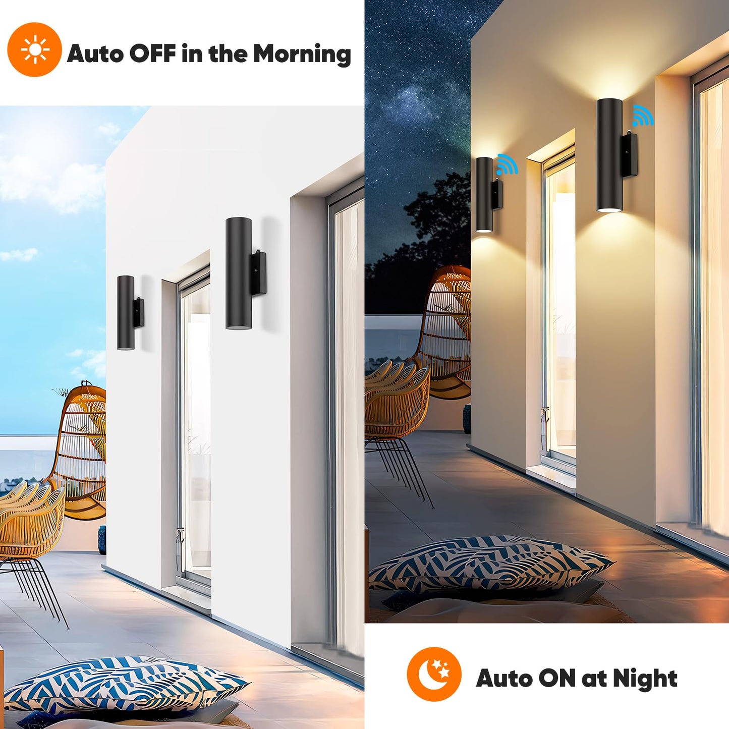 4-Pack Dusk To Dawn Outdoor Wall Lights  12W 2700K Up And Down Led Porch Lights Outdoor  Black Modern Exterior Lighting Fixtures  Waterproof Anti Rust Outside Lights For House  Patio  Door