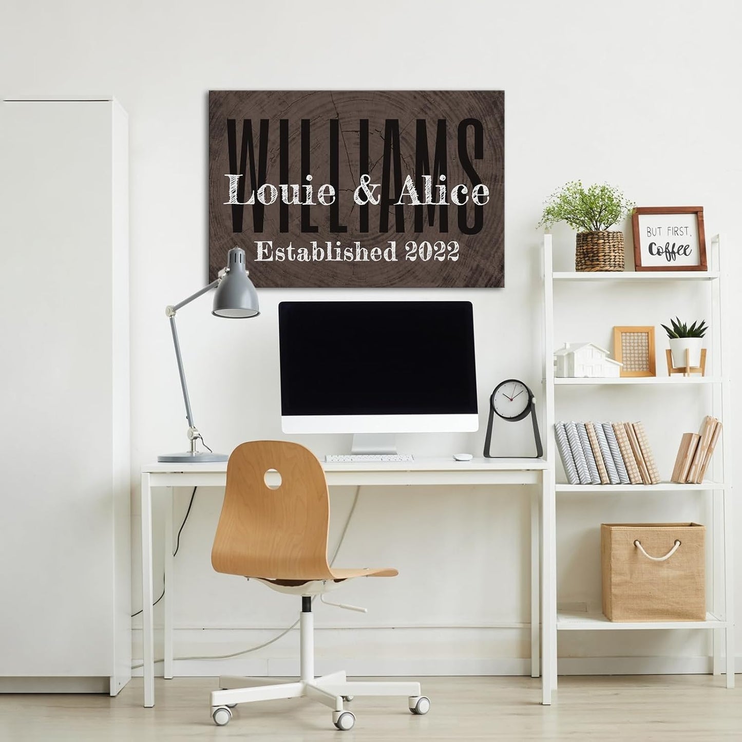iLOOKLiKE Personalized Last Name Signs with Couple's Names Wall Art Custom Family Established Date Canvas Prints Framed Unique Wedding Anniversary Housewarming Gifts for Home Decor 8×12inch
