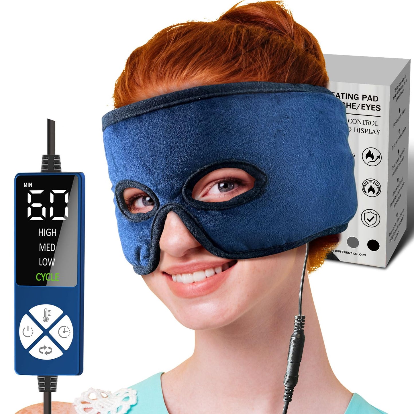 Electric Face Heating Pad for Sinus Pressure Relief, Large Moist Heat Sinus Mask for Dry Eyes, Sinusitis, Migraines, Headaches