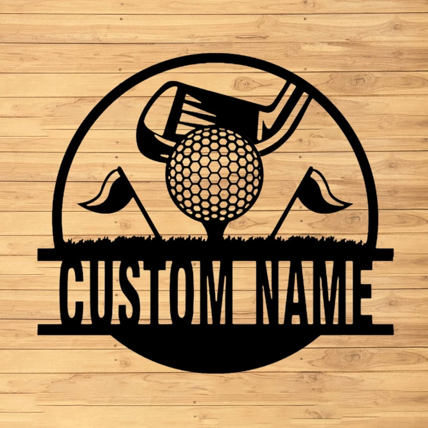 Custom Golf Wall Art - Personalized Golfer Decor - Metal Name Sign