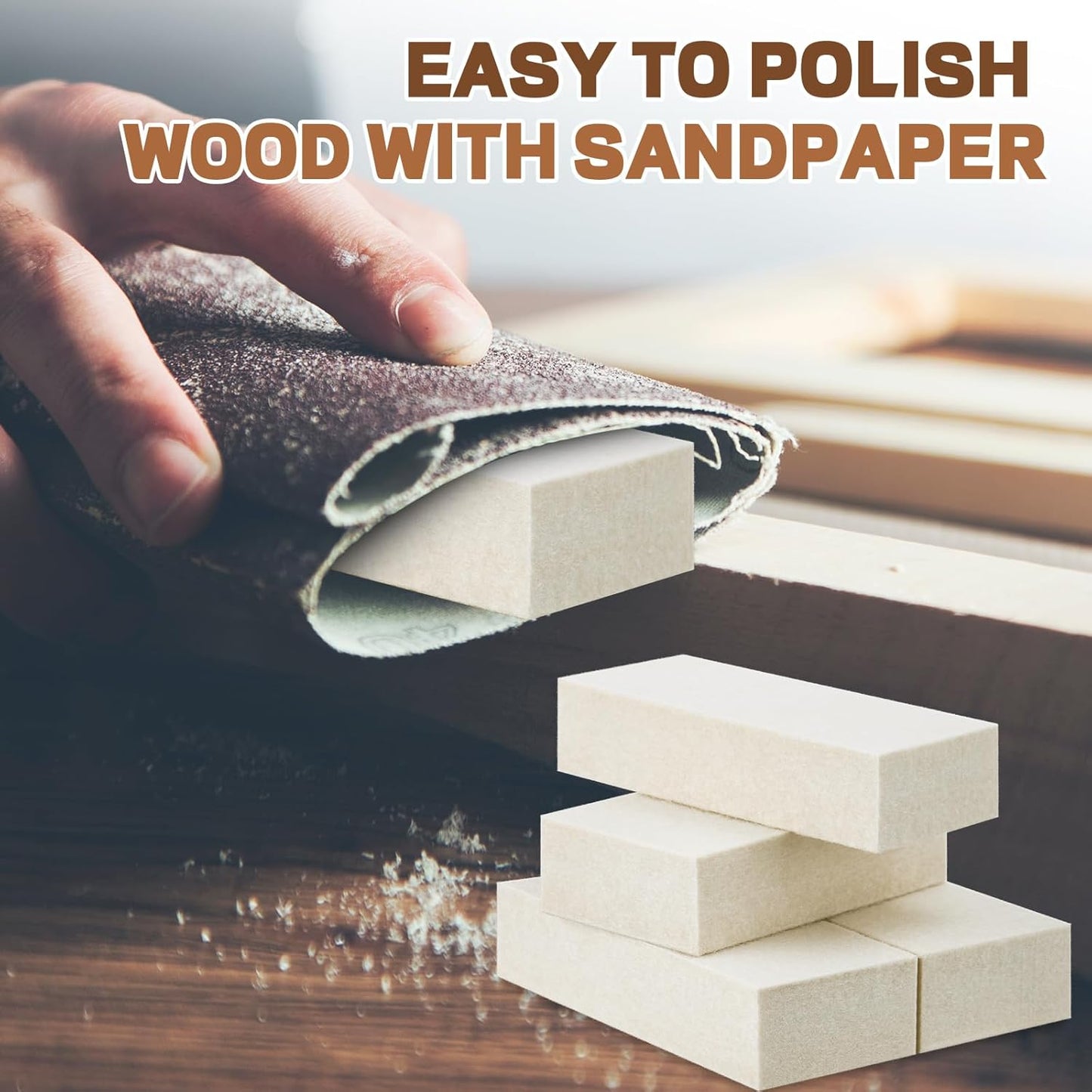 4 Pcs Thickened Felt Blocks Wool Soft Felt Squeegee Automotive Vinyl Wrapping Tool 1'' x 2'' x 4'' White Film Installing Tool for Sandpaper Sanding Polishing for Window Tinting No Scratches