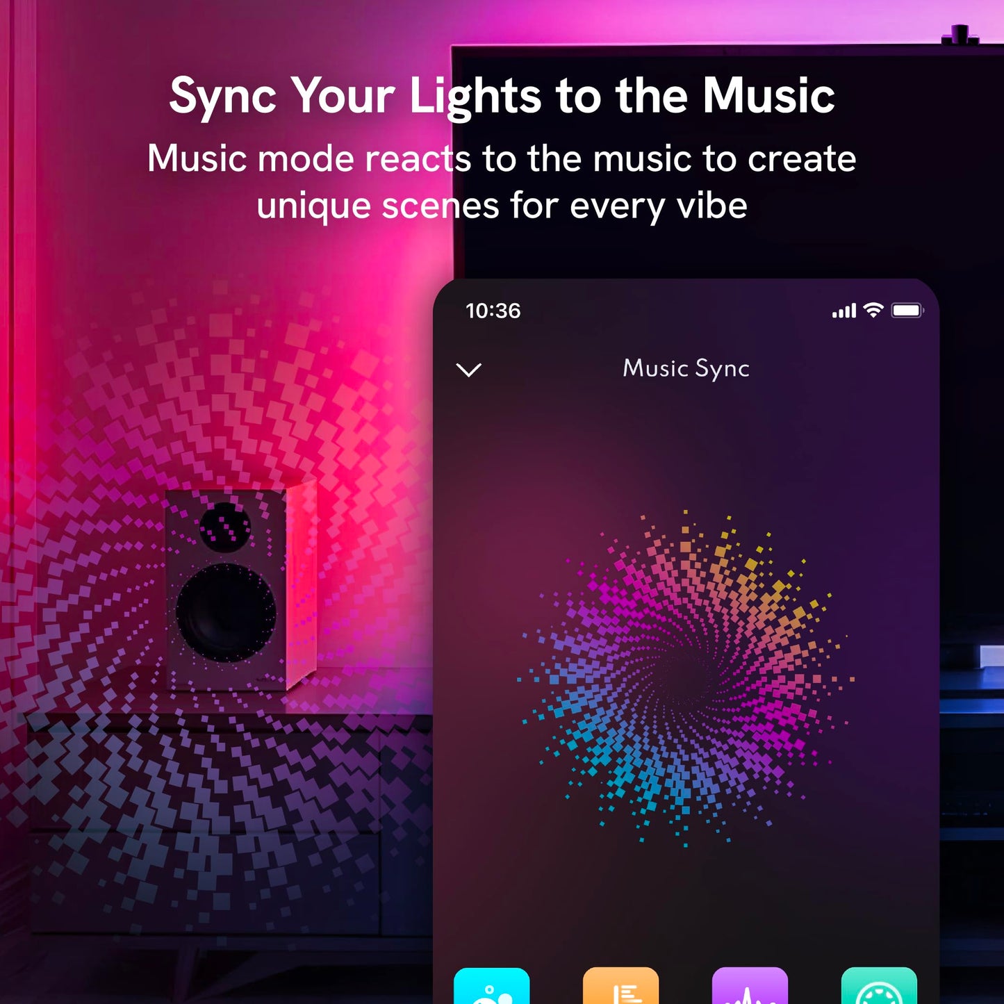 Aura TV Backlight Sync to Screen for 55-65 Inch TV, Camera-Based TV LED Backlight, High Color Sync Accuracy, Voice and App Control, RGB LED Strip Light, Immersive TV Lights