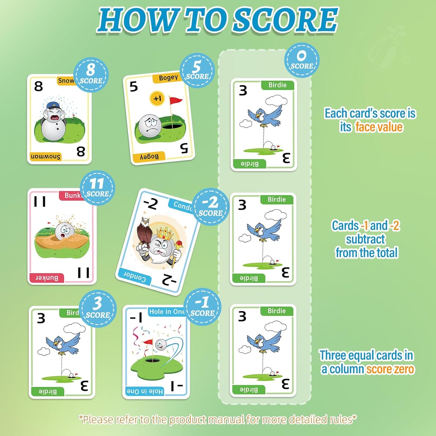Crazy Nines Golf Card Game - Funny Card Games for Family, Kids 8-12 and Adults, The Perfect Family Games for Kids and Adults, Ideal Game Night Games for Groups Adult - 112 Cards