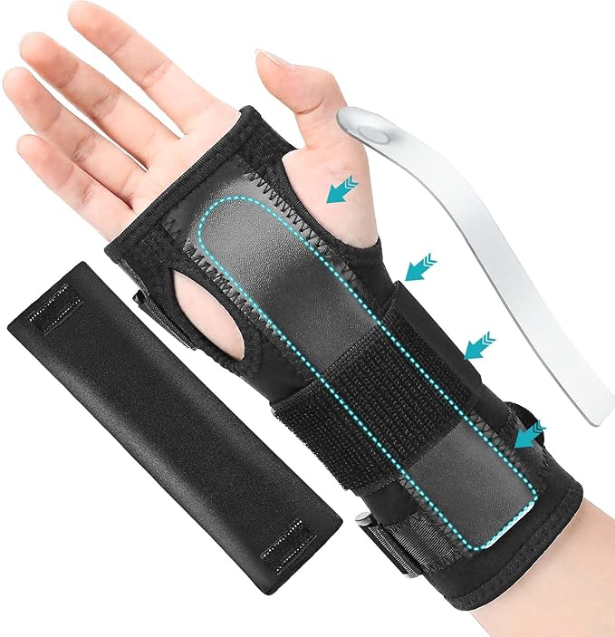 PKSTONE Wrist Splint for Carpal-Tunnel Syndrome, Adjustable Compression Wrist Brace for Right and Left Hand, Pain Relief f...