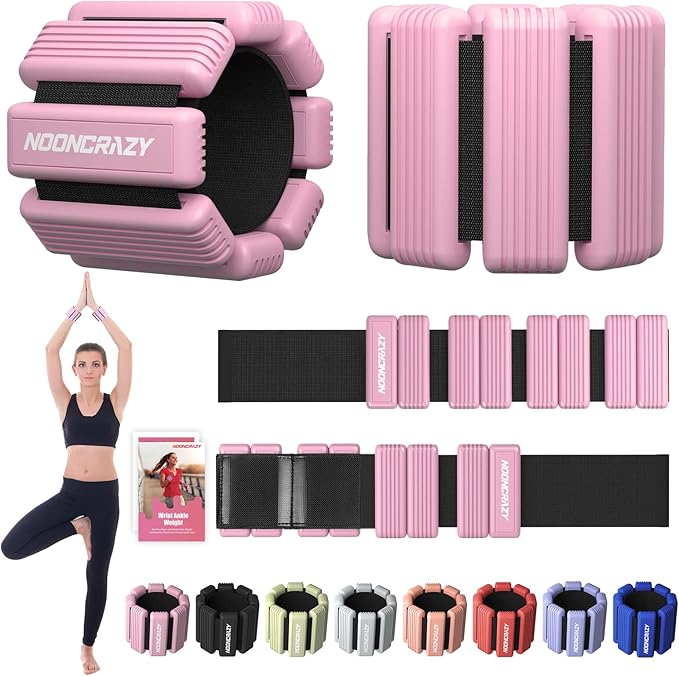 Pilates Wrist Ankle Weights for Women, Wearable Strong Arm & Leg Weights Set of 2(1 lb/2.2 lbs Each), Adjustable Ankle Wei...