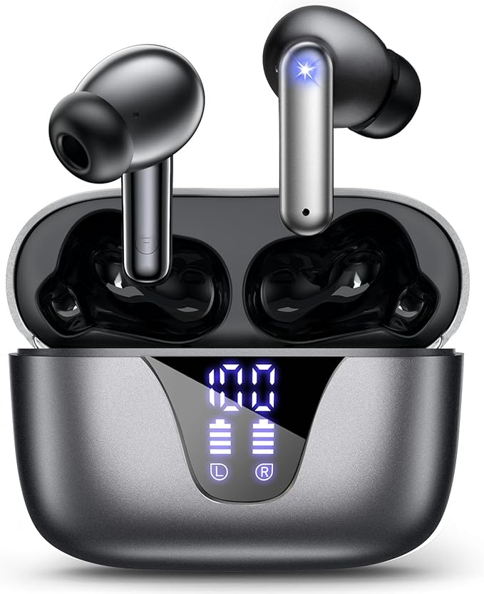 ZIUTY Wireless Earbuds, 2025 Bluetooth Headphones, 50hrs Stereo Deep Bass Ear Buds with Power Display Charging Case, buit ...