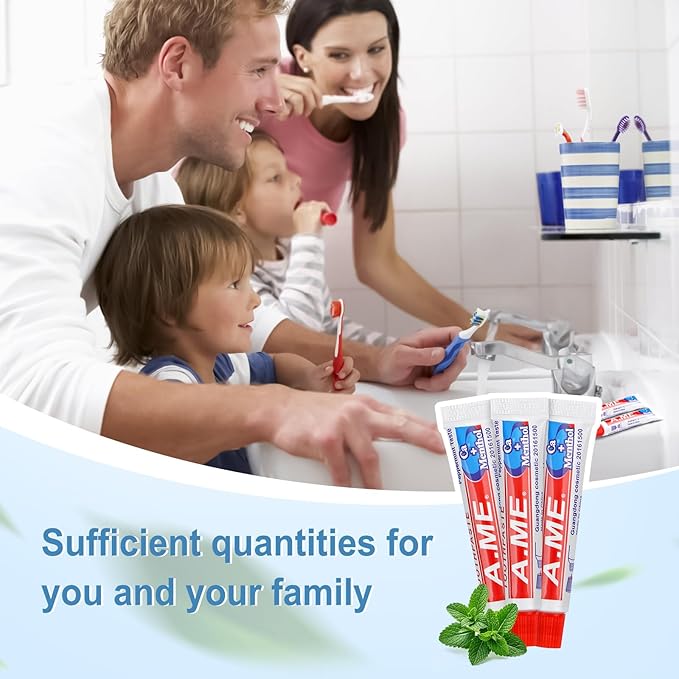 Toothpaste Bulk Travel Size, Disposable Small Travel Portable Mini Compact Pocket Size Toothpaste for Bad Breath, Vacation/Hotel/Camping Shelter/Homeless/Nursing Home/Charity 0.35 oz/ 10g (60 Tubes)