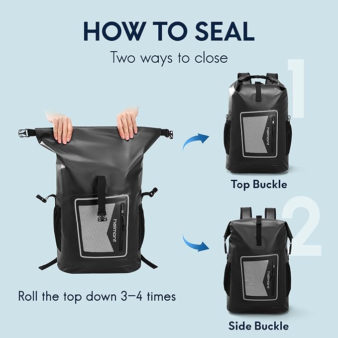 Haimont Waterproof Backpack Dry Bag Floating Roll Top Dry Sack Durable Backpack for Kayaking, Surfing, Rafting, Fishing, 30L